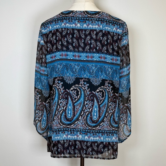 Sara Michelle Paisley Blouse Sheer With Metallic Thread Women’s Size Small - Picture 4 of 10